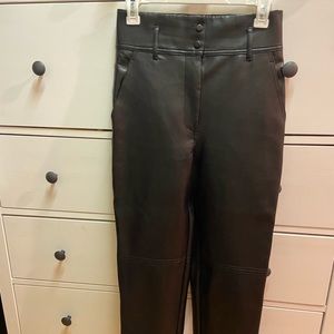 Black high waisted black leather pant